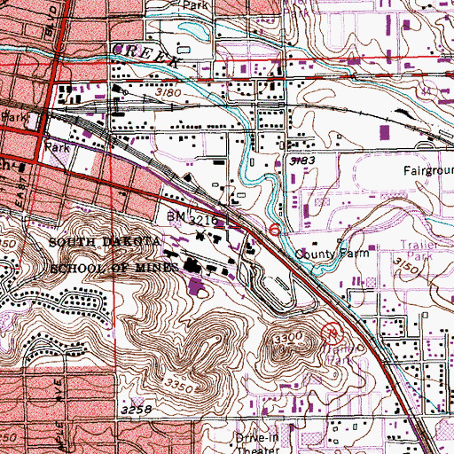 Topographic Map of Mineral Industries Building, SD
