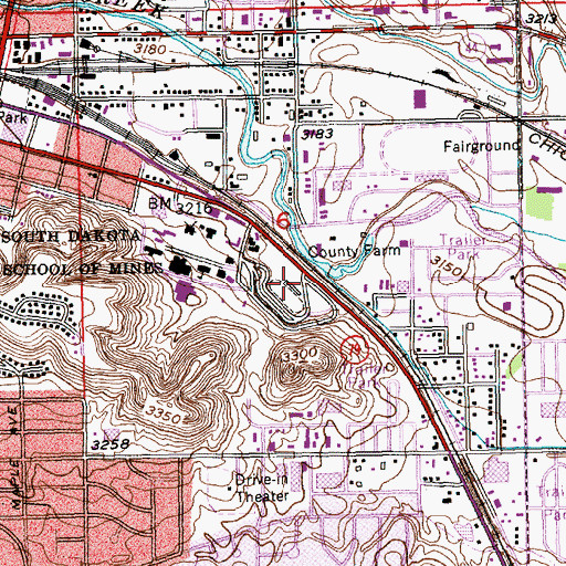 Topographic Map of O'Harra Stadium, SD