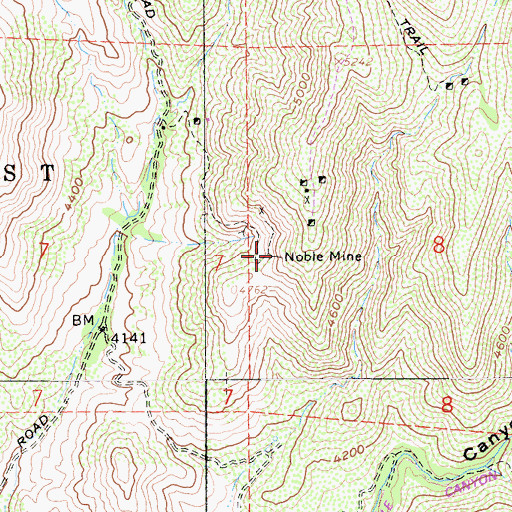 Topographic Map of Noble Mine, CA