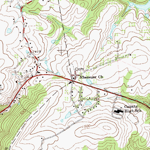 Topographic Map of Ebenezer Cemetery, WV
