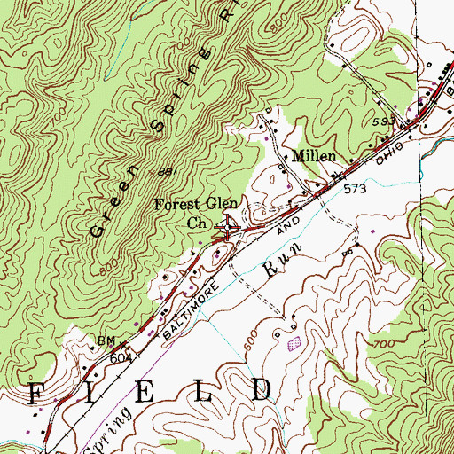 Topographic Map of Forest Glen United Methodist Church Cemetery, WV