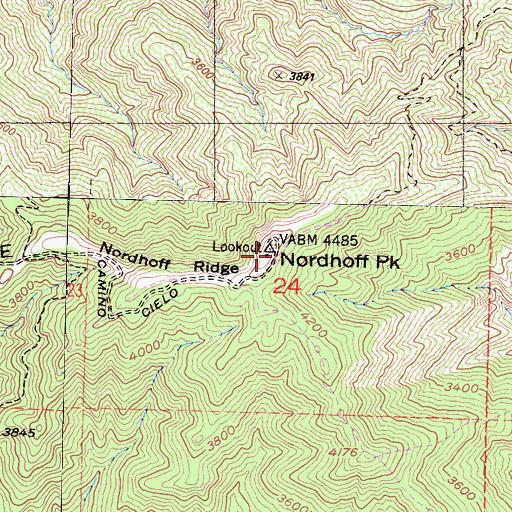 Topographic Map of Nordhoff Peak, CA