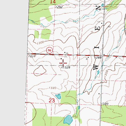 Topographic Map of Bonsall Farms, WI