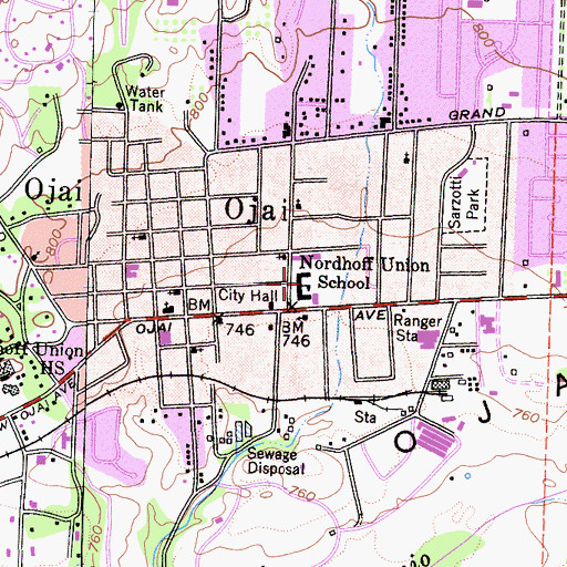 Topographic Map of Chaparral High School, CA