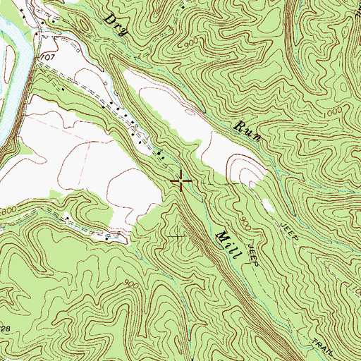 Topographic Map of Mill Run Cemetery, WV