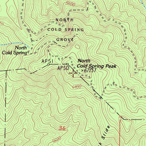 Topographic Map of North Cold Spring, CA