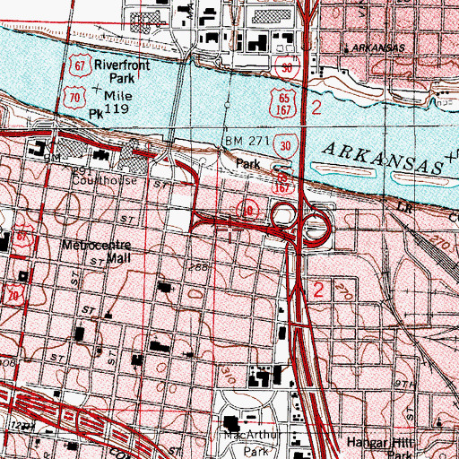 Topographic Map of Arkansas Capital Commerce Building, AR