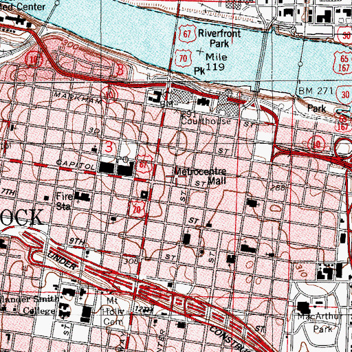 Topographic Map of Usable Corporate Center, AR