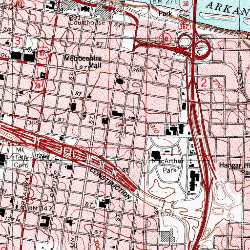 Topographic Map of Cumberland Tower, AR
