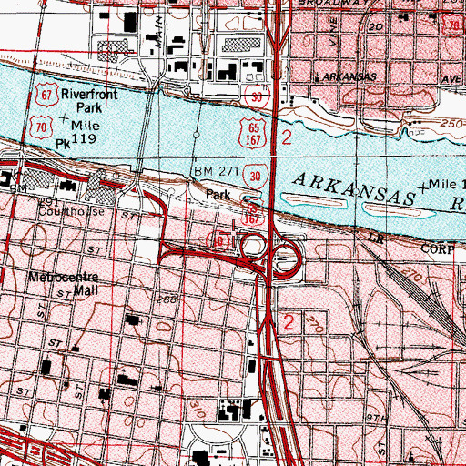 Topographic Map of First Security Center, AR