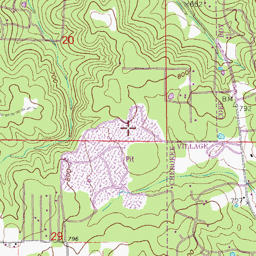 Topographic Map of Cherokee Sanitary Landfill, AR