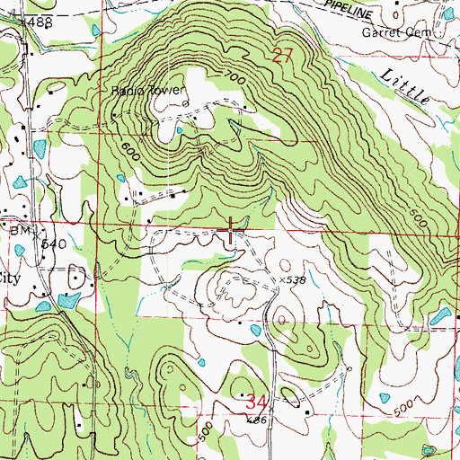 Topographic Map of Johnson County Landfill, AR