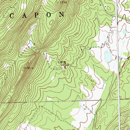 Topographic Map of Quaker Cemetery, WV