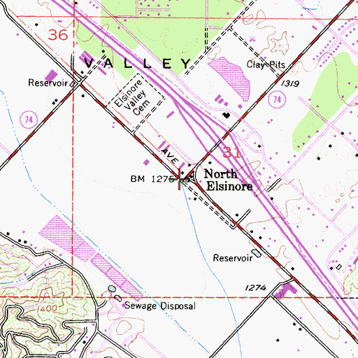 Topographic Map of North Elsinore, CA