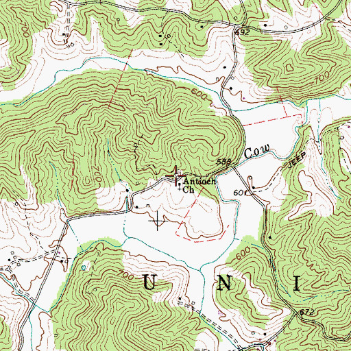 Topographic Map of Antioch Church Cemetery, WV