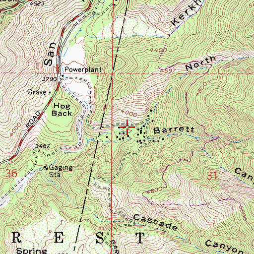 Topographic Map of North Fork Barrett Canyon, CA