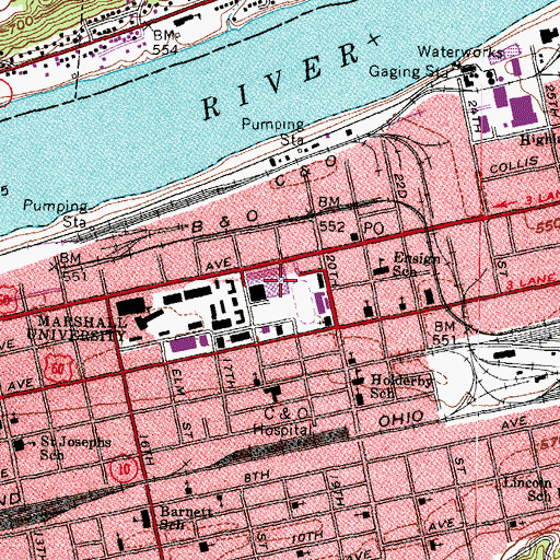 Topographic Map of Cam Henderson Center, WV