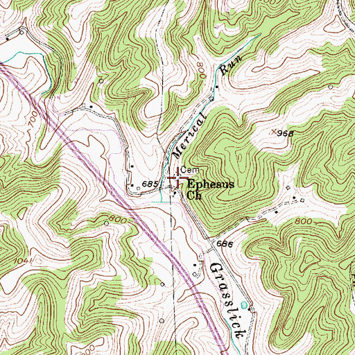 Topographic Map of Ephesus Baptist Church Cemetery, WV