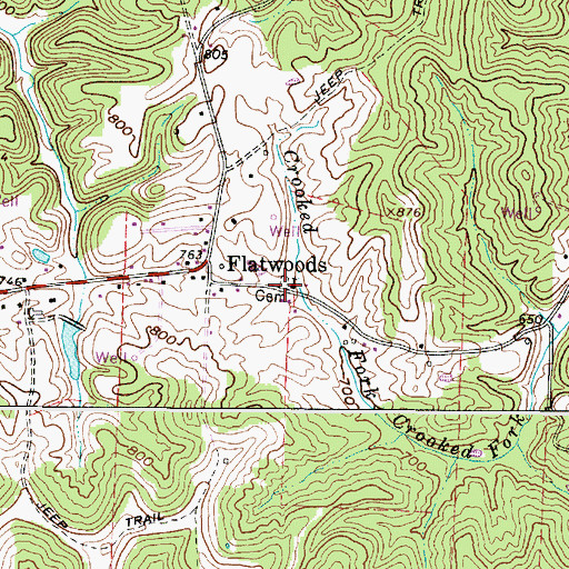 Topographic Map of Flatwoods United Methodist Church Cemetery, WV