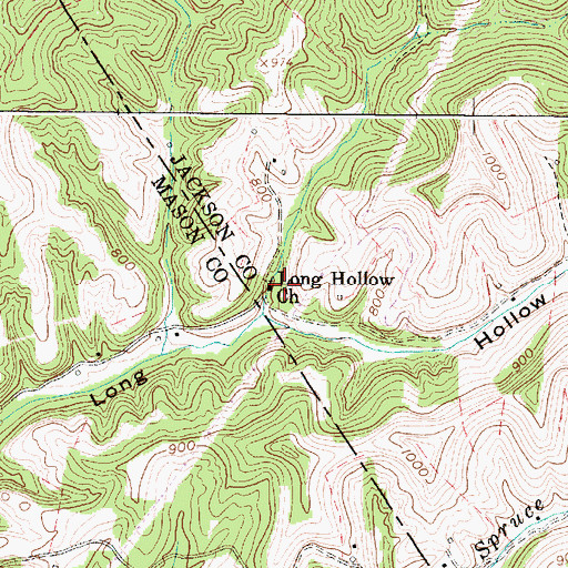 Topographic Map of Long Hollow Baptist Church Cemetery, WV