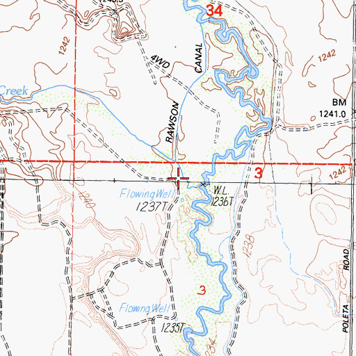 Topographic Map of North Fork Bishop Creek, CA