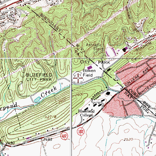 Topographic Map of Bowen Field, WV