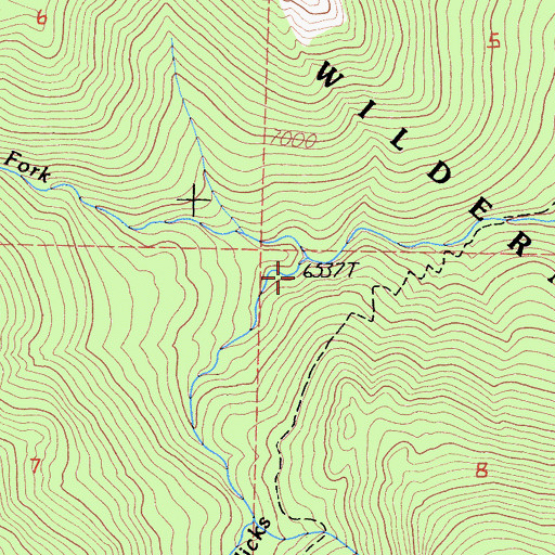 Topographic Map of North Fork Clicks Creek, CA