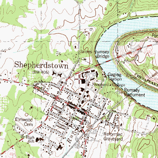 Topographic Map of Ram Stadium, WV