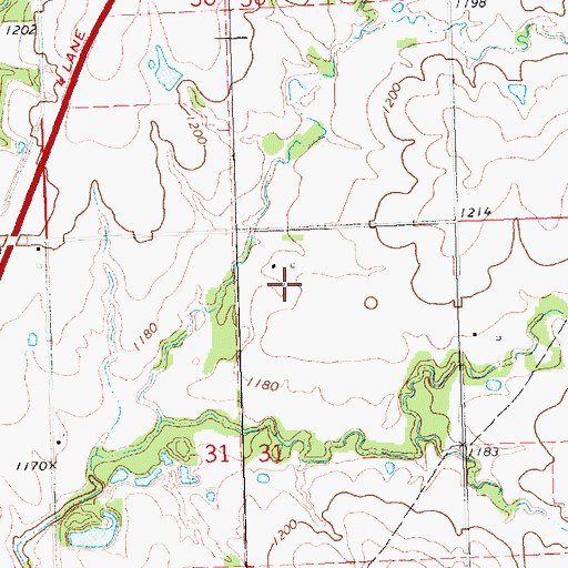 Topographic Map of Fehr Farms, KS
