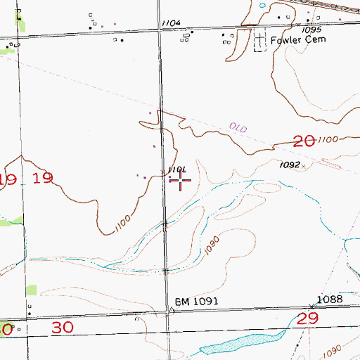 Topographic Map of Fowler Farms, KS