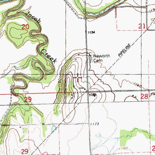 Topographic Map of Heins Farm, KS