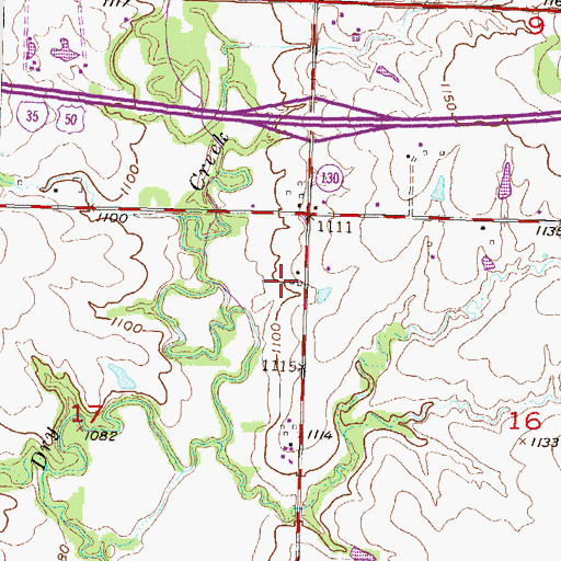 Topographic Map of Pearson Farms, KS