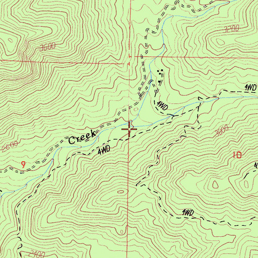 Topographic Map of North Fork Gordon Creek, CA