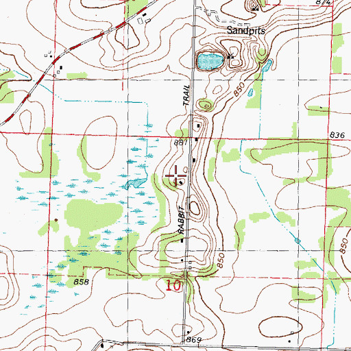 Topographic Map of Bahn Farms, WI
