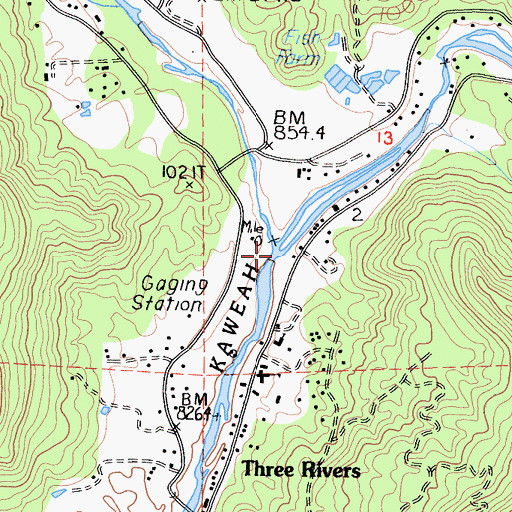 Topographic Map of North Fork Kaweah River, CA