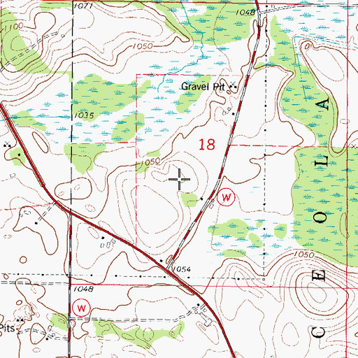 Topographic Map of Broken Bow Dairy, WI