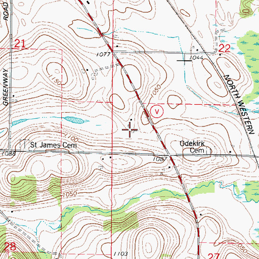 Topographic Map of Foursome Acres, WI