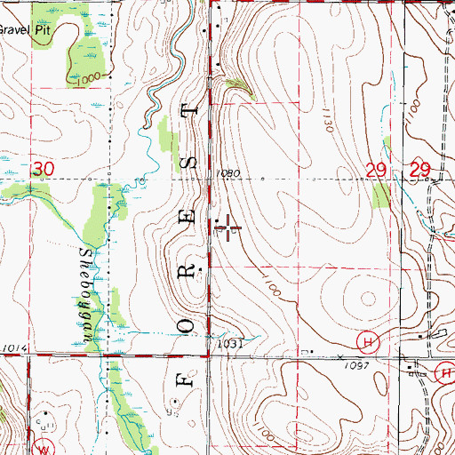 Topographic Map of Leonard Farms, WI