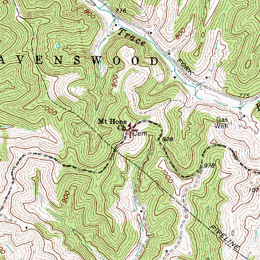 Topographic Map of Mount Hope Church of God Cemetery, WV