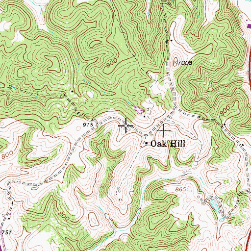Topographic Map of Oak Hill Cemetery, WV