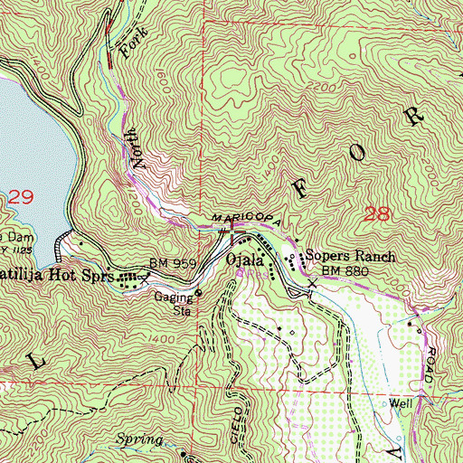 Topographic Map of North Fork Matilija Creek, CA