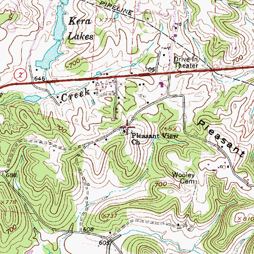 Topographic Map of Pleasant View Church Cemetery, WV