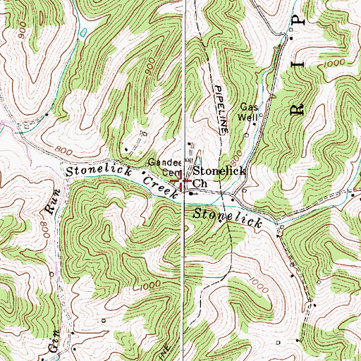 Topographic Map of Stonelick Church Cemetery, WV