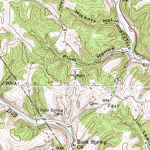 Topographic Map of Twin Pines Cemetery, WV