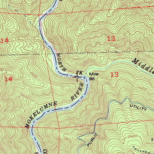 Topographic Map of North Fork Mokelumne River, CA
