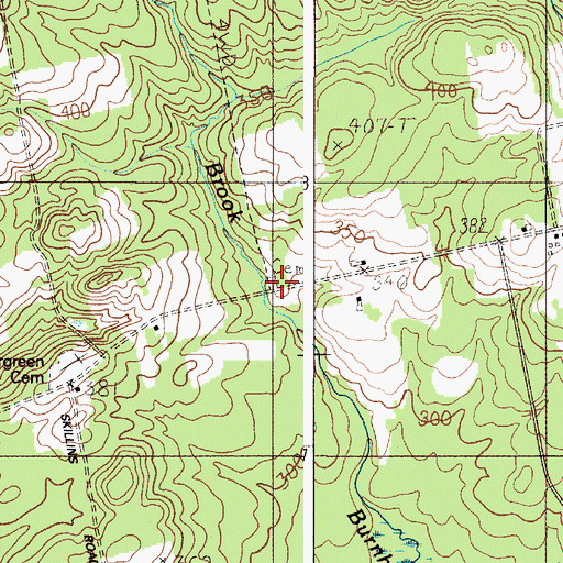Topographic Map of Burnham Cemetery, ME