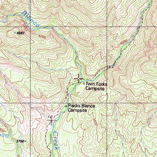 Topographic Map of North Fork Piedra Blanca Creek, CA