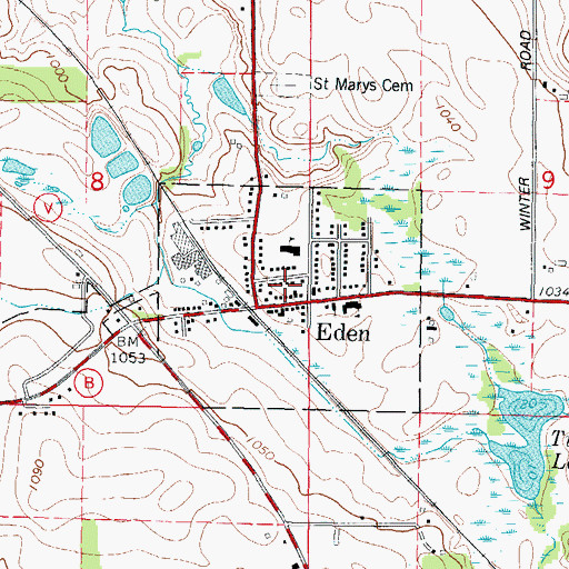 Topographic Map of Eden Post Office, WI