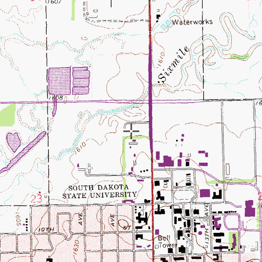 Topographic Map of South Dakota State University Rodeo Grounds, SD