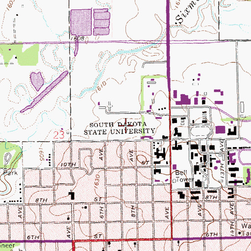 Topographic Map of Meadows North Apartments, SD